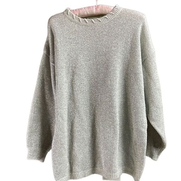 Colleen’s Collectables Sparkly Silver Metallic Vintage Sweater, Size Small - Picture 9 of 9